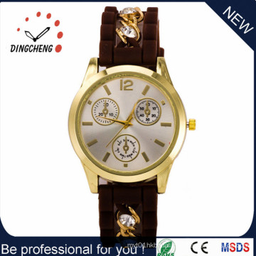 2016 Gift Christmas Gold Watch Quartz Movement Watch Diamond Silicone Strap Watch for Women Watch (DC-631)